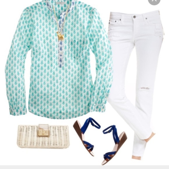 J. Crew Tops - J Crew Thistle Print Popover Blouse